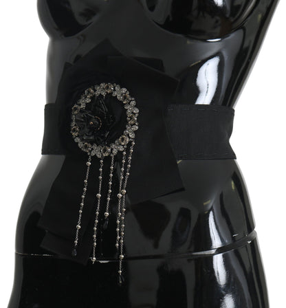Ceinture large SARTORIA Dolce & Gabbana ornée d'une broche en cristal noire