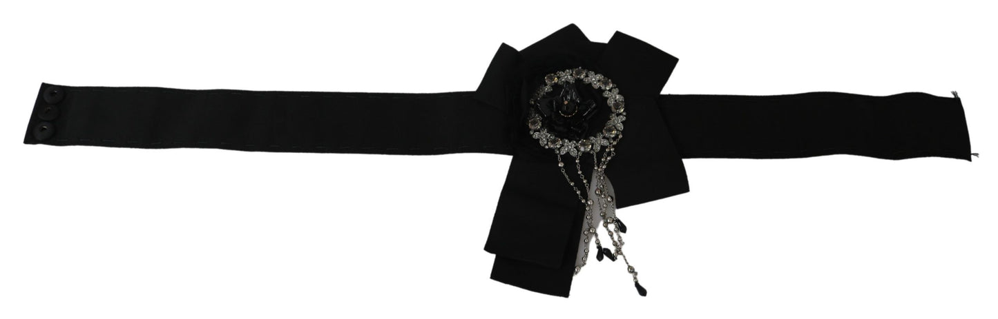Ceinture large SARTORIA Dolce & Gabbana ornée d'une broche en cristal noire