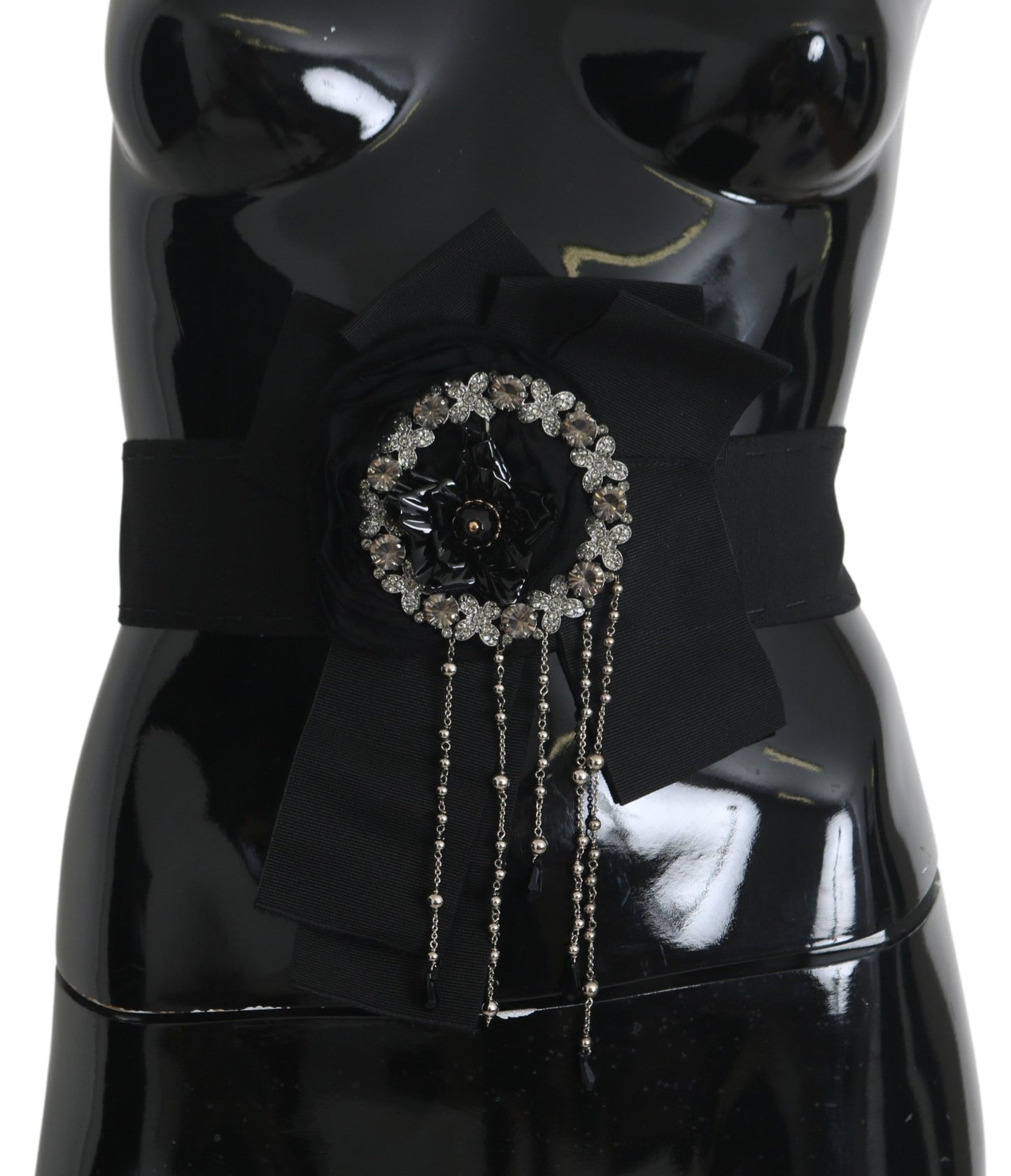 Ceinture large SARTORIA Dolce & Gabbana ornée d'une broche en cristal noire