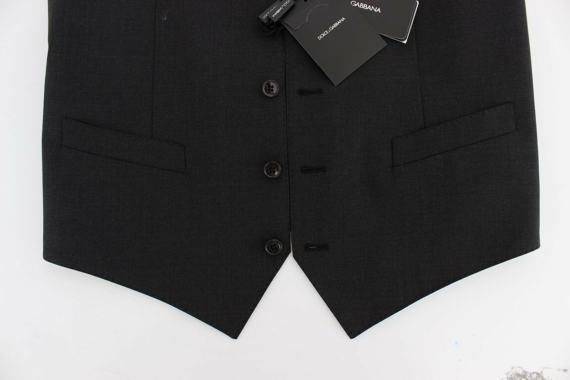 Dolce & Gabbana Ensemble Gilet Veste Robe en Laine Grise Stretch
