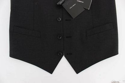 Dolce & Gabbana Ensemble Gilet Veste Robe en Laine Grise Stretch