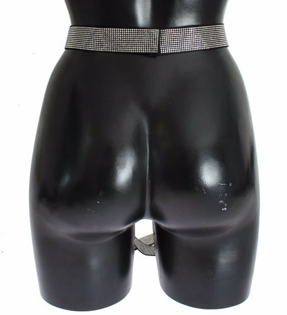 Ceinture Dolce & Gabbana en soie noire avec nœud et cristaux transparents à la taille