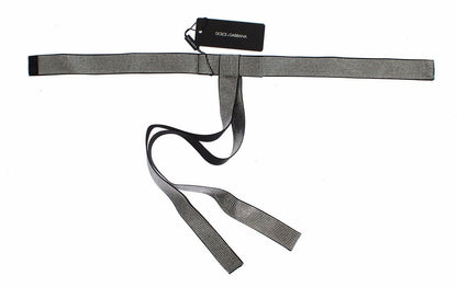 Ceinture Dolce & Gabbana en soie noire avec nœud et cristaux transparents à la taille