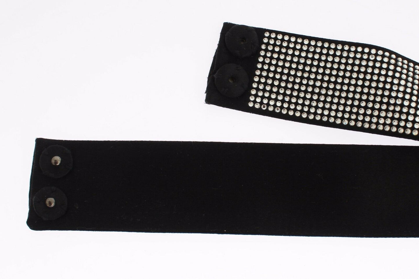 Ceinture Dolce & Gabbana en soie noire avec nœud et cristaux transparents à la taille