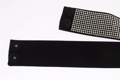 Ceinture Dolce & Gabbana en soie noire avec nœud et cristaux transparents à la taille