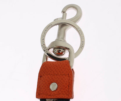 Porte-clés Dolce & Gabbana en raphia multicolore et cuir, avec fermoir et chaîne