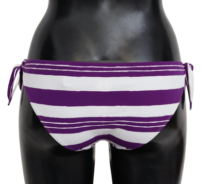 Bas de Bikini Dolce & Gabbana Rayures Blanches et Violettes