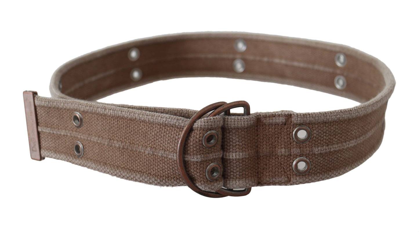 Dolce & Gabbana Ceinture à logo en cuir beige Ceinture à boucle