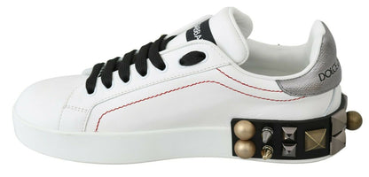 Baskets Dolce & Gabbana en cuir blanc avec roses en cristal