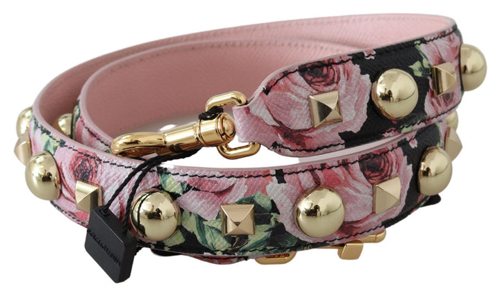 Bandolera Accesorio de Bolso Rosa Floral con Tachuelas Doradas Dolce & Gabbana