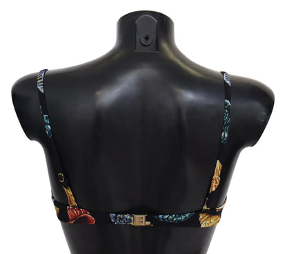 Hauts de maillot de bain bikini Dolce & Gabbana noirs à imprimé coquillages pour femme