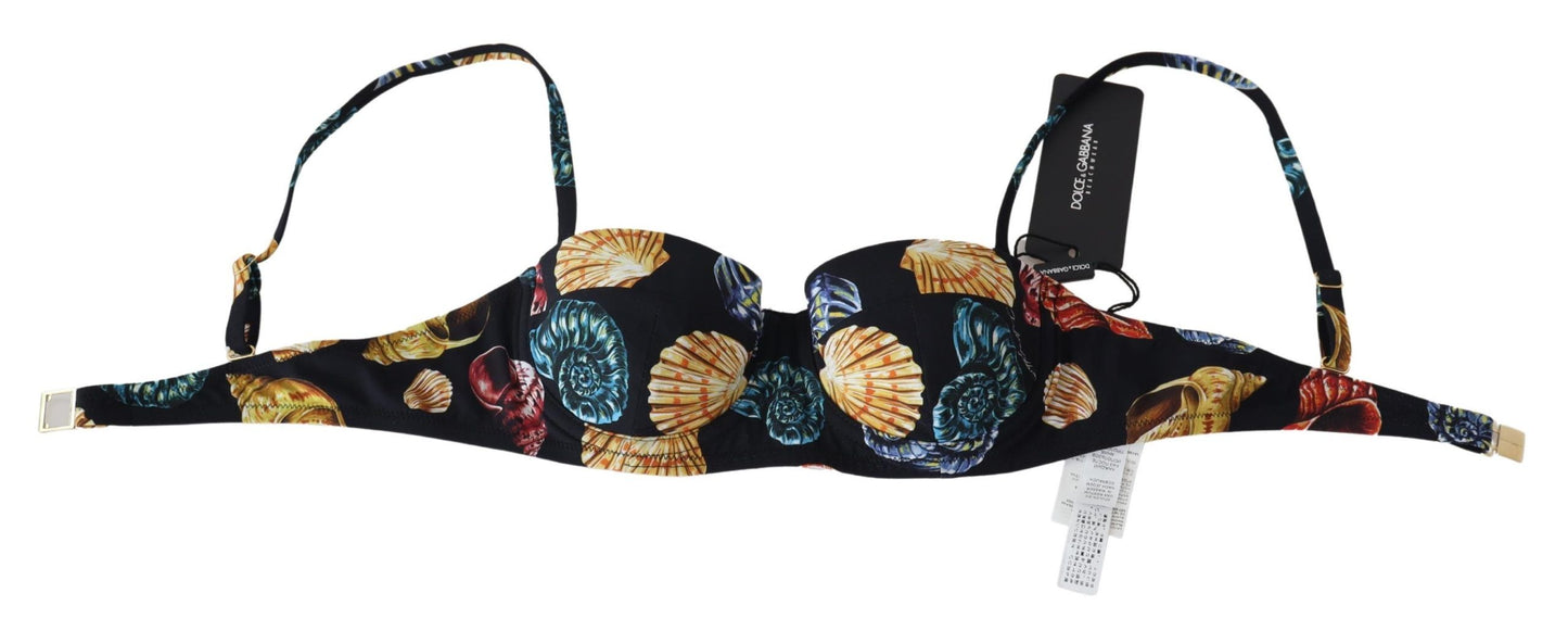 Hauts de maillot de bain bikini Dolce & Gabbana noirs à imprimé coquillages pour femme