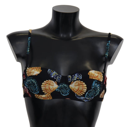 Hauts de maillot de bain bikini Dolce & Gabbana noirs à imprimé coquillages pour femme
