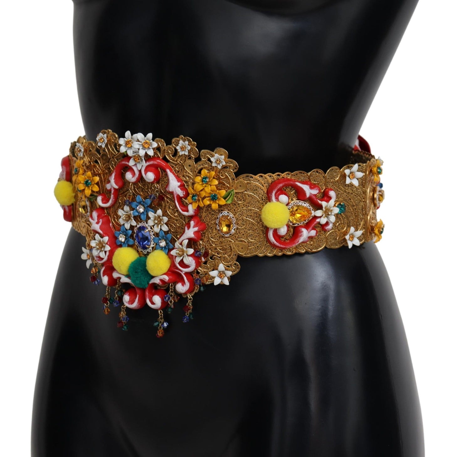 Ceinture Carretto large à ornements floraux et cristaux Dolce & Gabbana