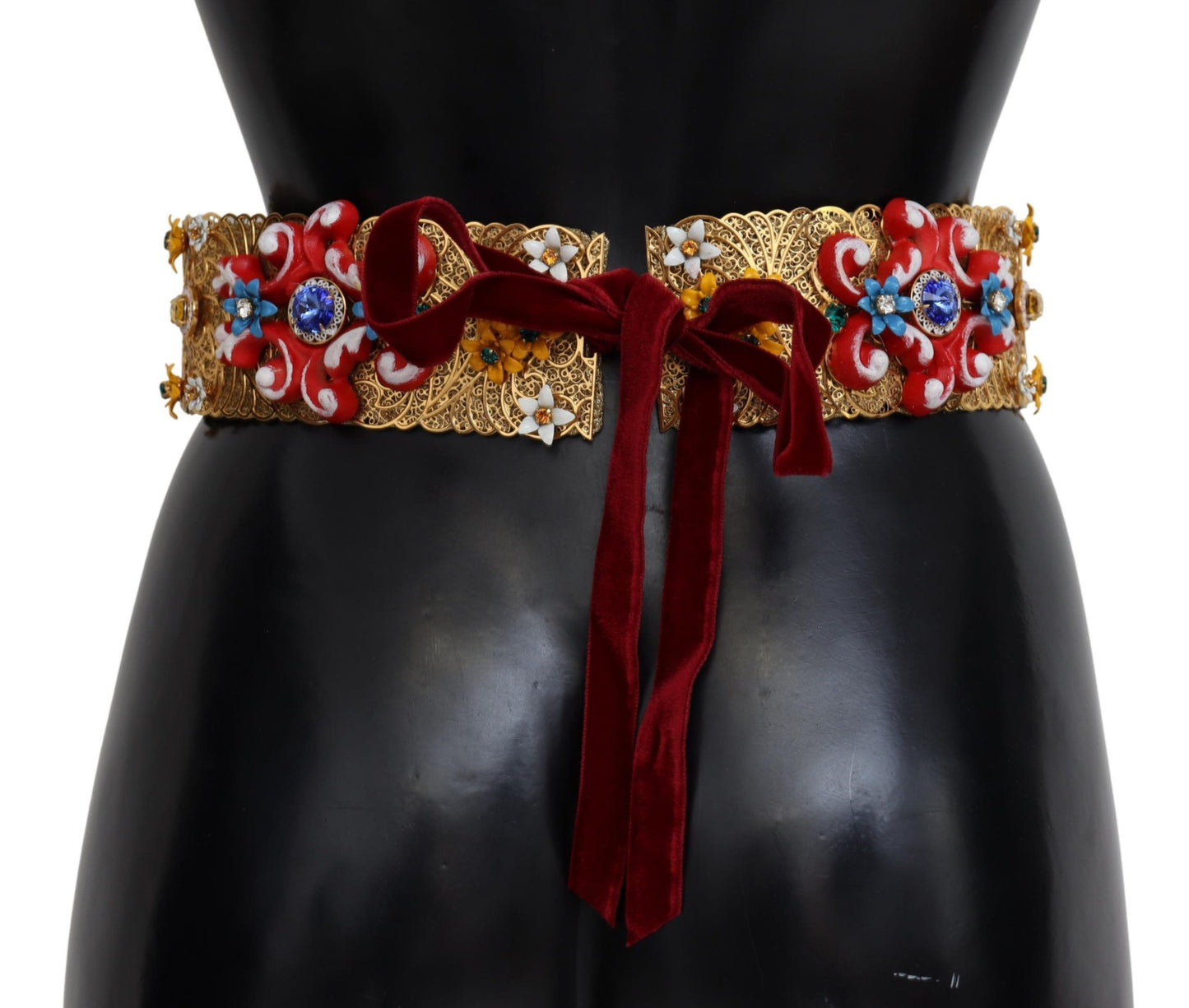 Ceinture Carretto large à ornements floraux et cristaux Dolce & Gabbana