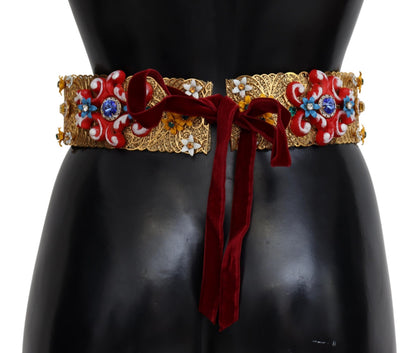 Ceinture Carretto large à ornements floraux et cristaux Dolce & Gabbana