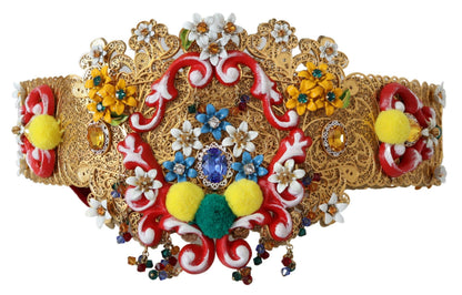 Ceinture Carretto large à ornements floraux et cristaux Dolce & Gabbana