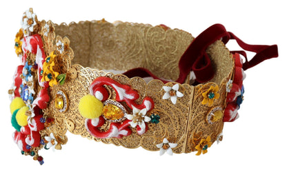 Ceinture Carretto large à ornements floraux et cristaux Dolce & Gabbana