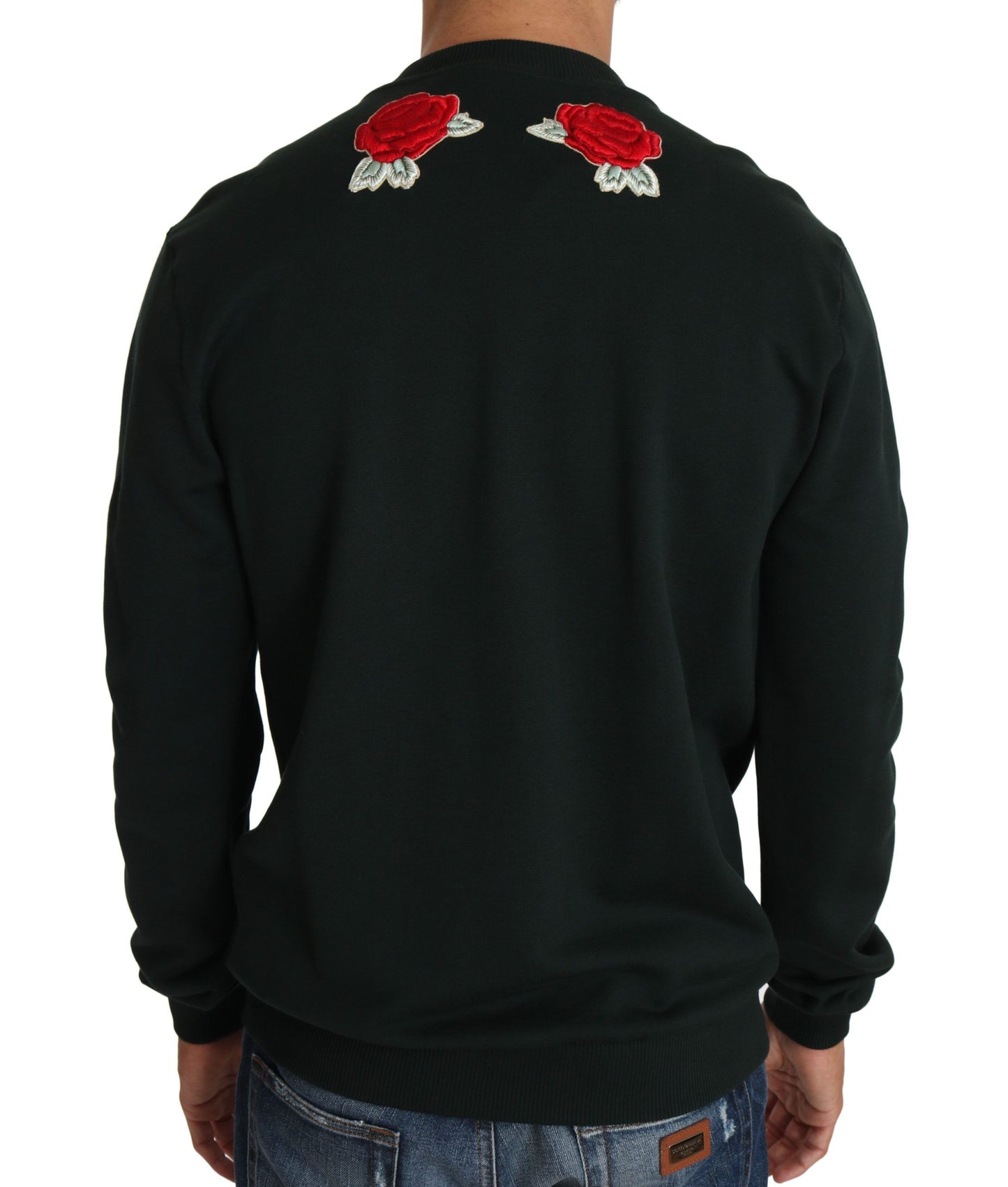 Pull Dolce & Gabbana vert Cœur en cristal Roses Pistolet