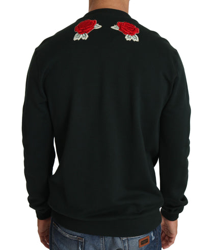 Pull Dolce & Gabbana vert Cœur en cristal Roses Pistolet