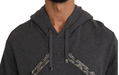 Pull à capuche gris Dolce & Gabbana avec cœur rouge en cristal