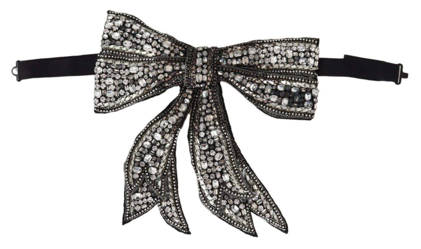 Noeœud papillon collier de podium Dolce & Gabbana argent cristal perlé à sequins