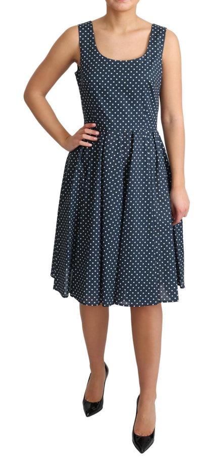Robe trapèze en coton à pois bleus Dolce & Gabbana