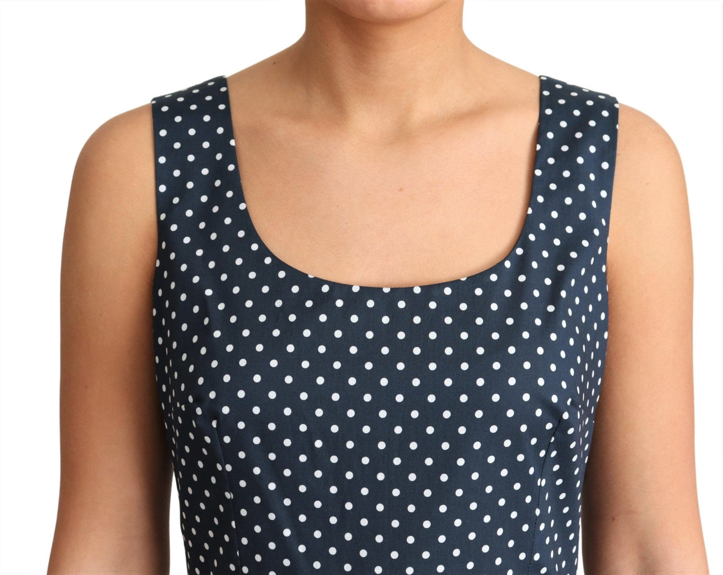 Robe trapèze en coton à pois bleus Dolce & Gabbana