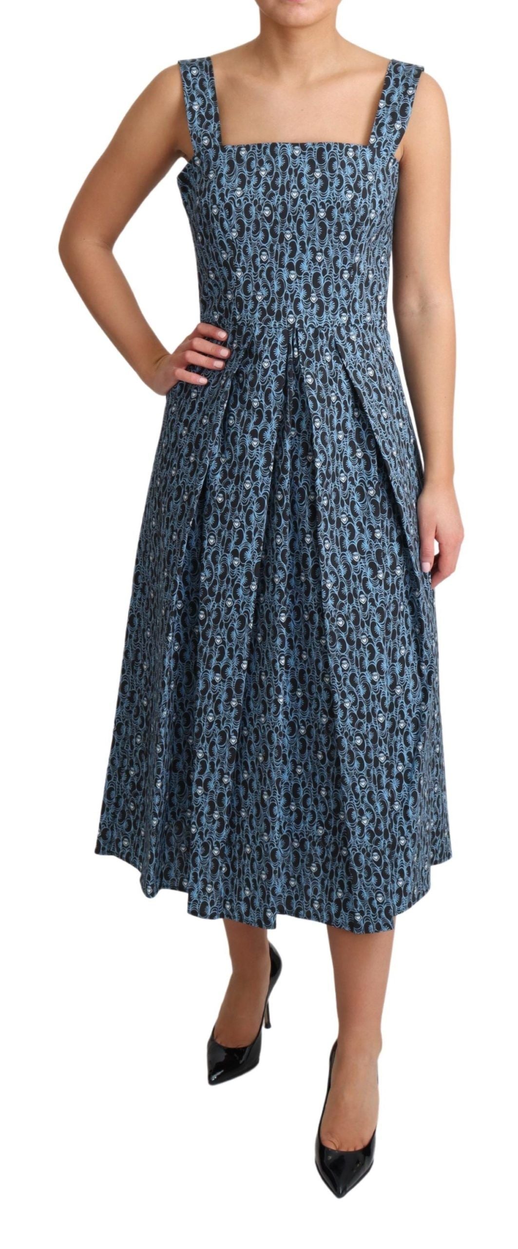 Robe évasée en coton stretch cœur bleu Dolce & Gabbana