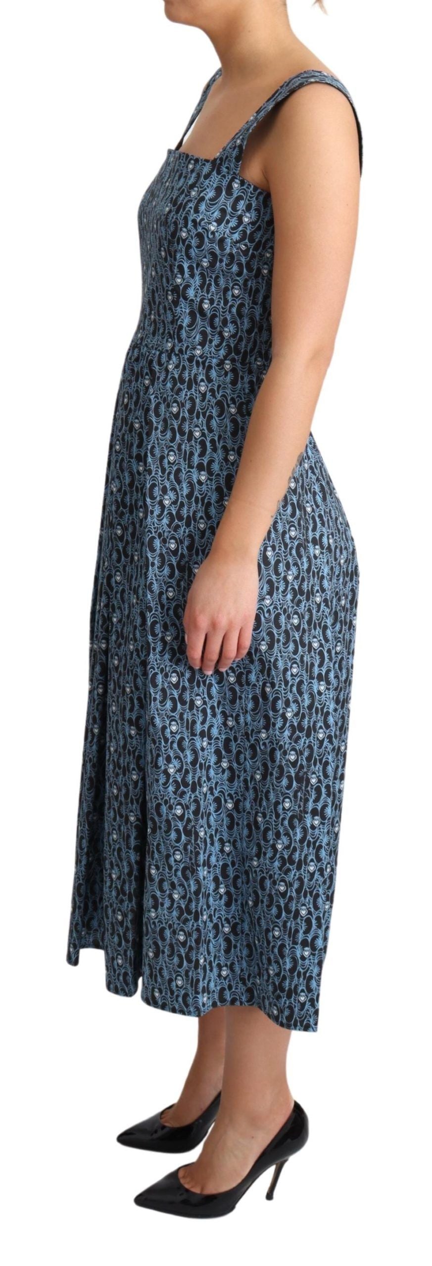 Robe évasée en coton stretch cœur bleu Dolce & Gabbana