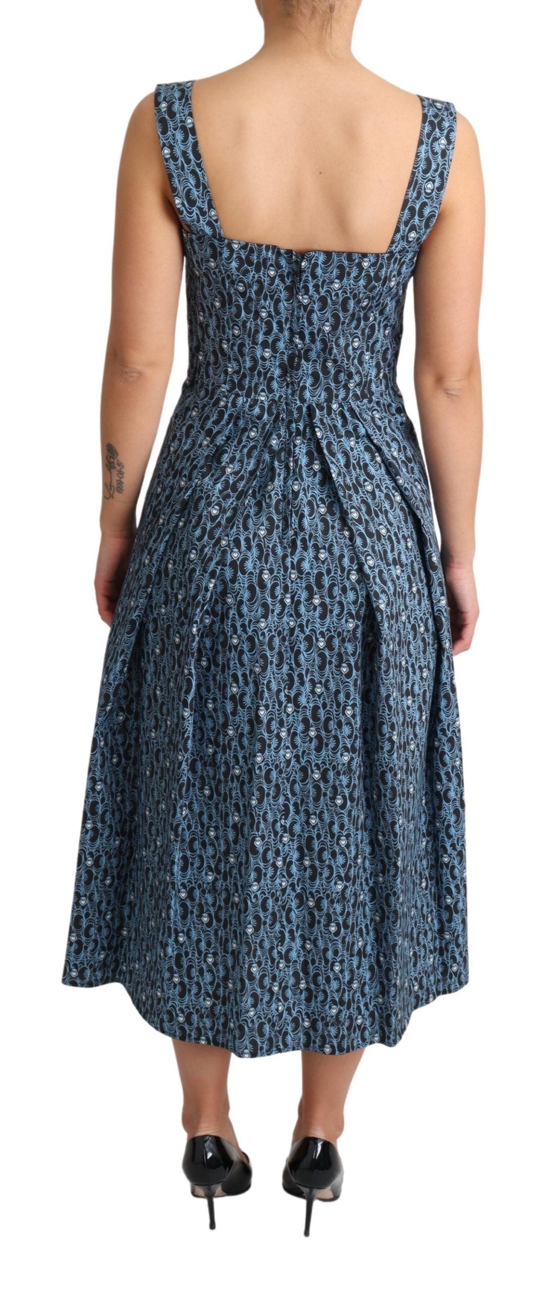 Robe évasée en coton stretch cœur bleu Dolce & Gabbana