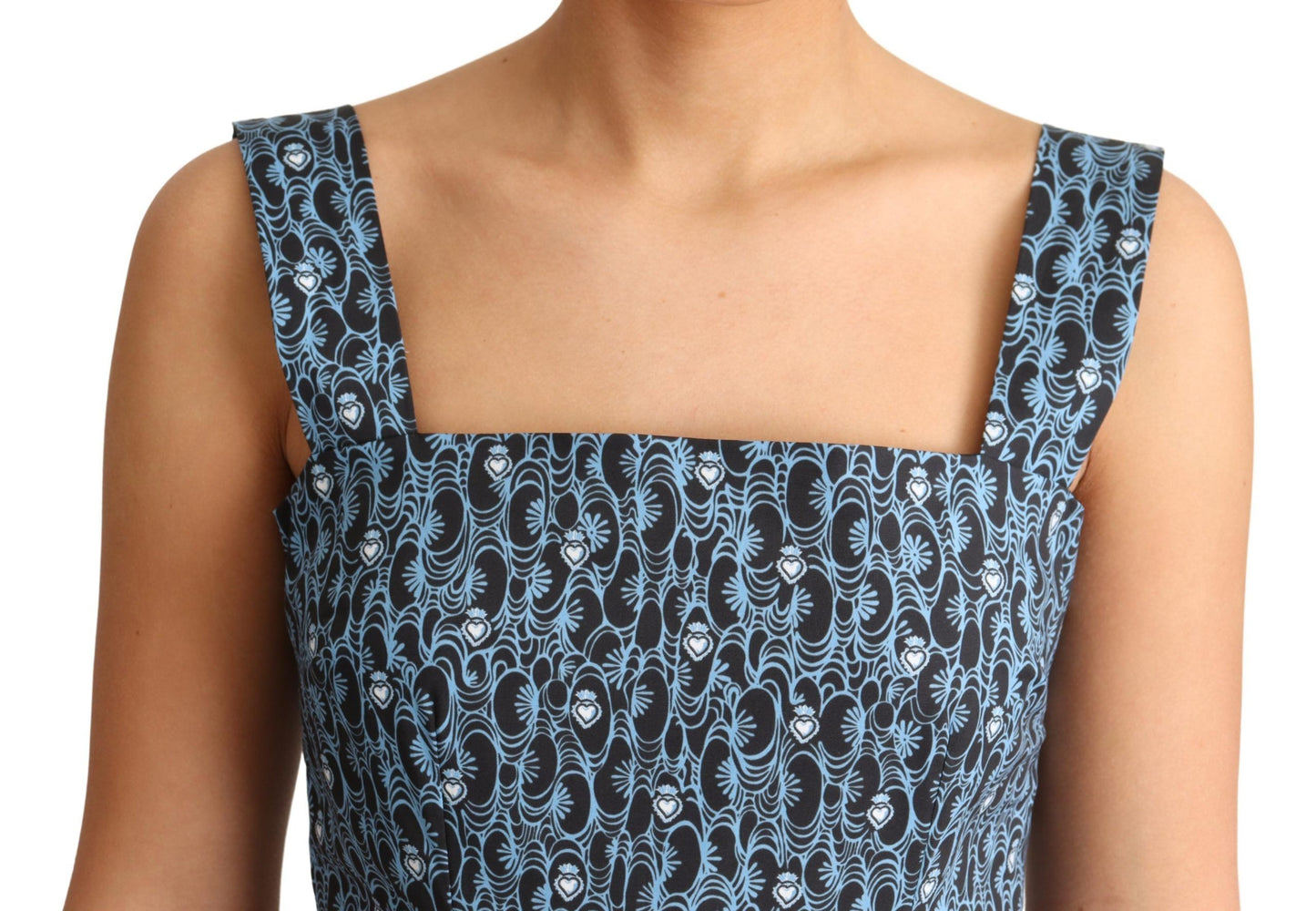 Robe évasée en coton stretch cœur bleu Dolce & Gabbana