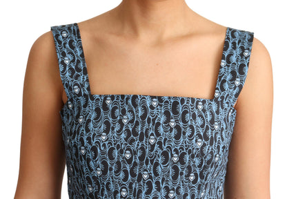 Robe évasée en coton stretch cœur bleu Dolce & Gabbana