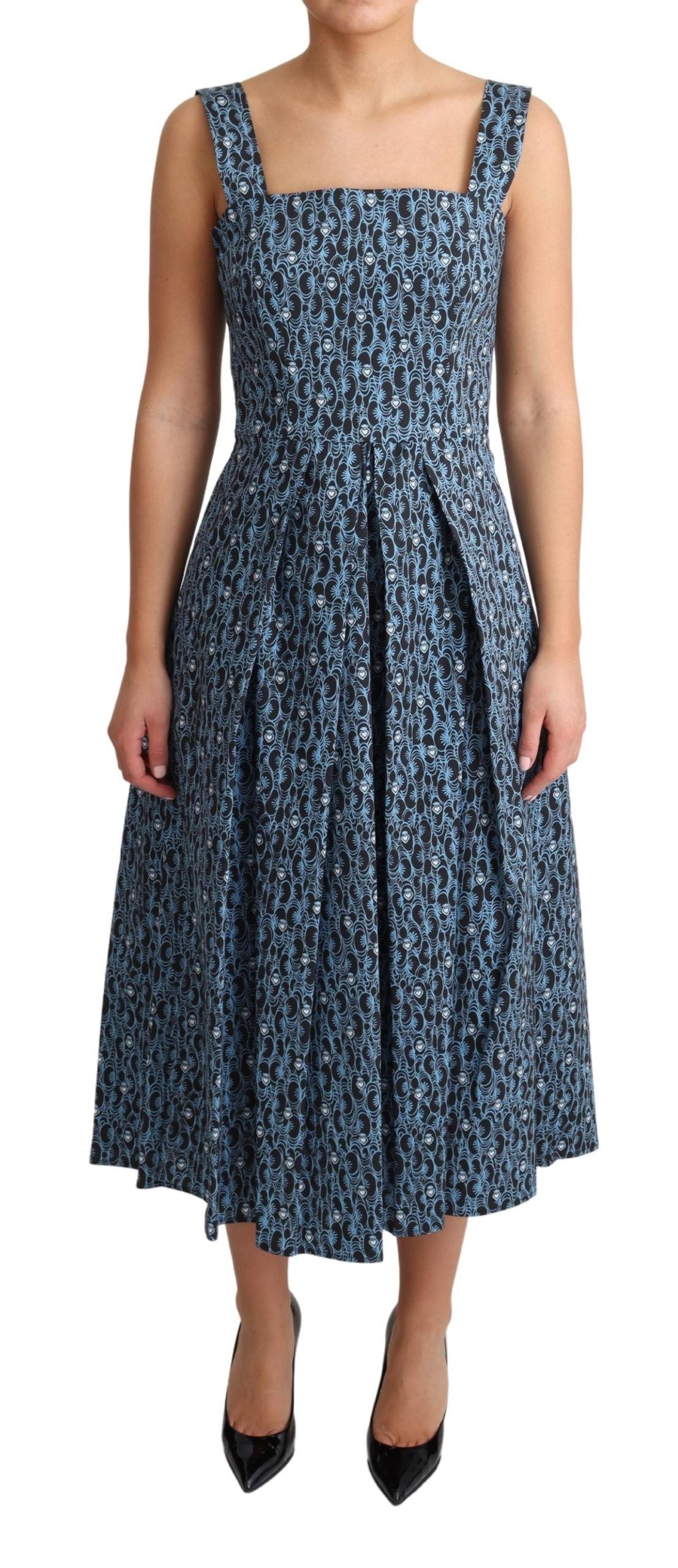 Robe évasée en coton stretch cœur bleu Dolce & Gabbana