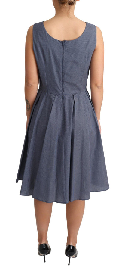 Robe Trapèze Extensible en Coton Bleu à Pois Dolce & Gabbana