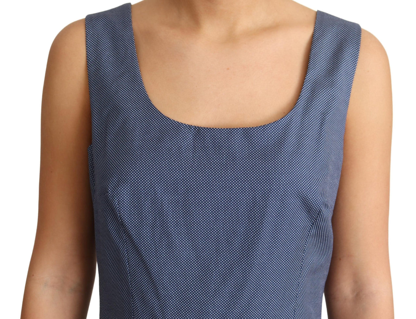 Robe Trapèze Extensible en Coton Bleu à Pois Dolce & Gabbana