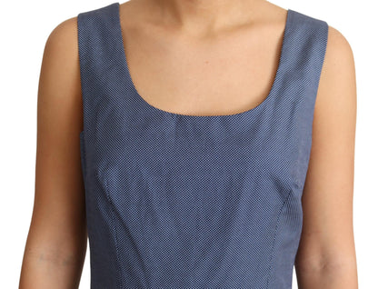 Robe Trapèze Extensible en Coton Bleu à Pois Dolce & Gabbana