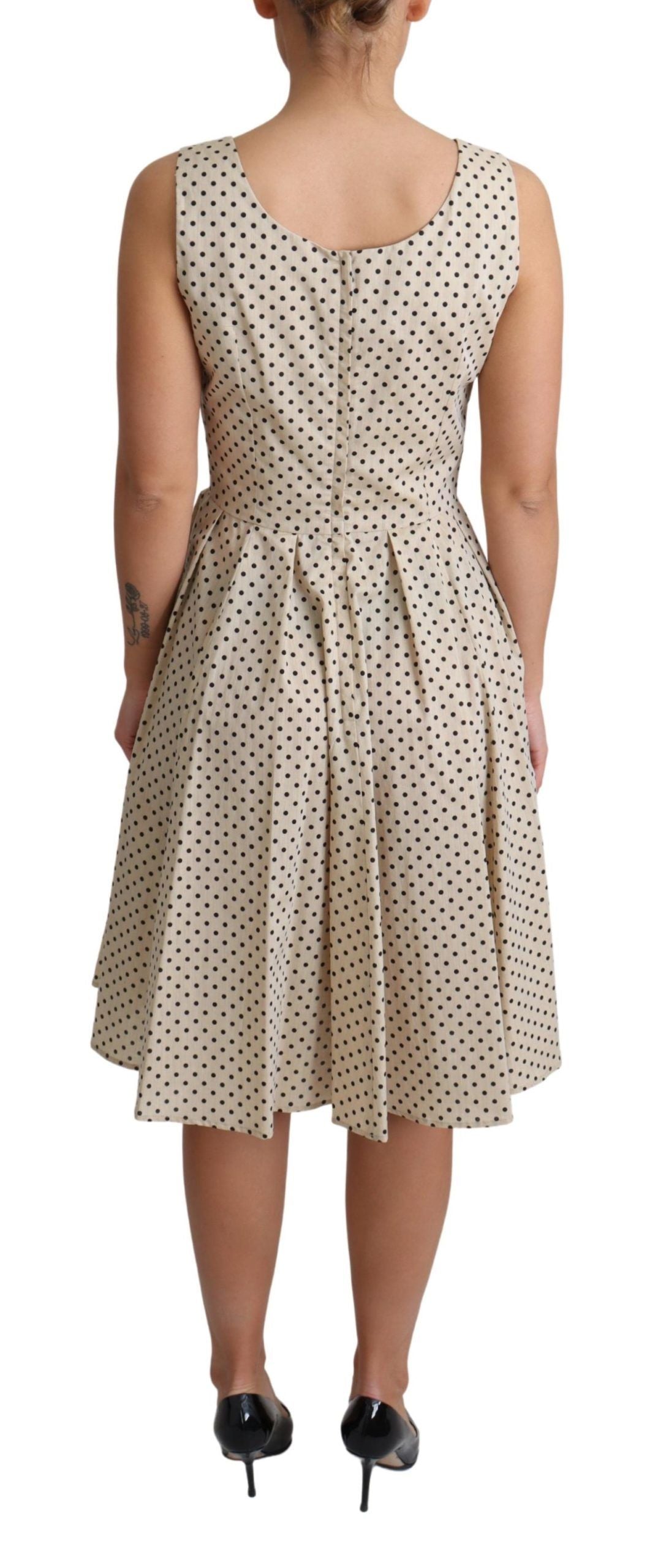 Vestido Acampanado de Algodón Beige con Puntos de Dolce & Gabbana