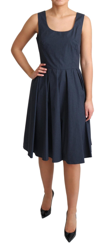 Robe trapèze en coton à pois bleus Dolce & Gabbana