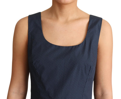 Robe trapèze en coton à pois bleus Dolce & Gabbana