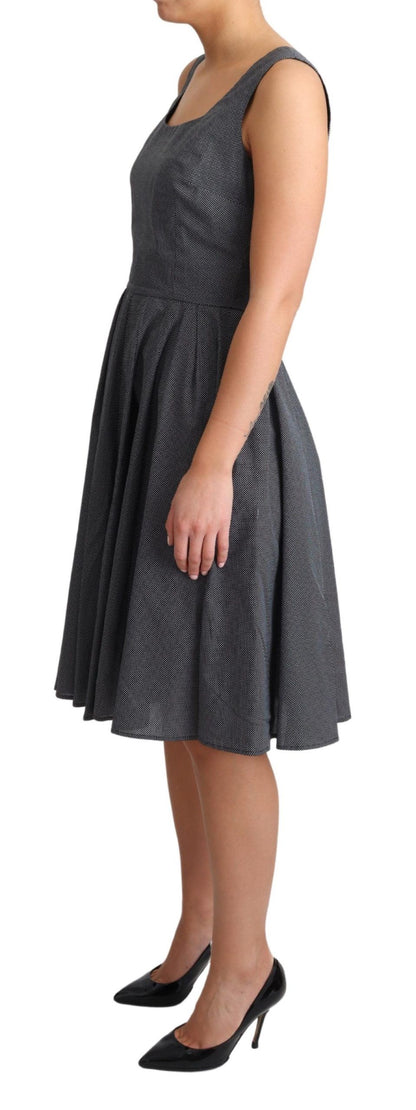 Robe trapèze en coton à pois noirs Dolce & Gabbana