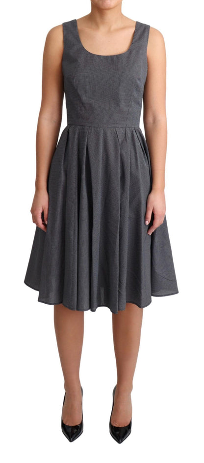 Robe trapèze en coton à pois noirs Dolce & Gabbana