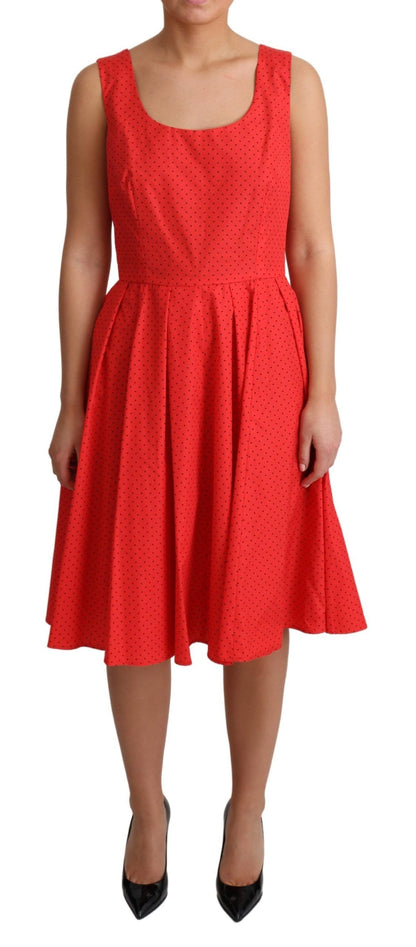 Robe trapèze en coton à pois rouges Dolce & Gabbana