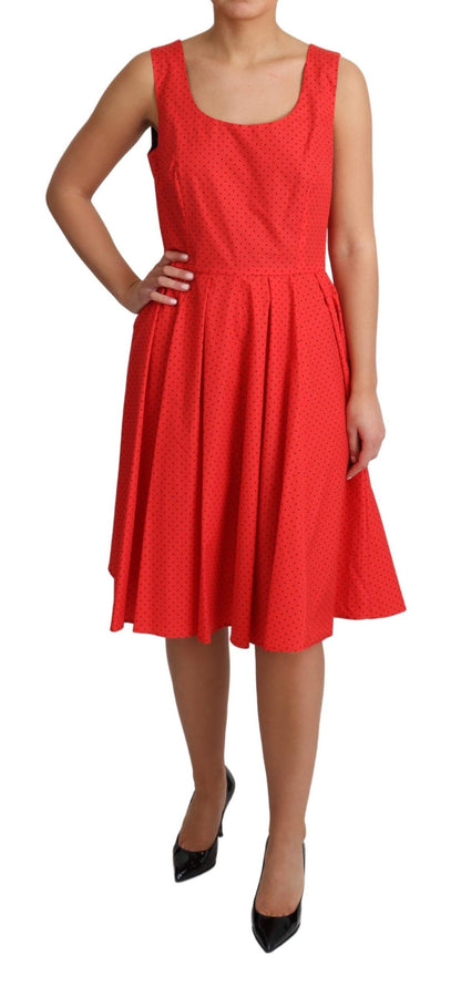 Robe trapèze en coton à pois rouges Dolce & Gabbana