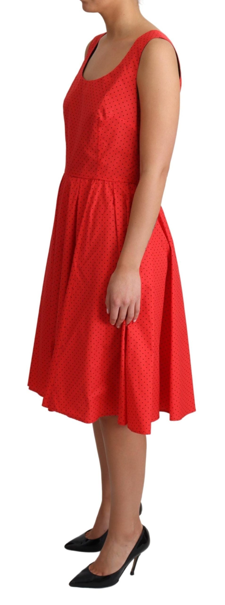 Robe trapèze en coton à pois rouges Dolce & Gabbana