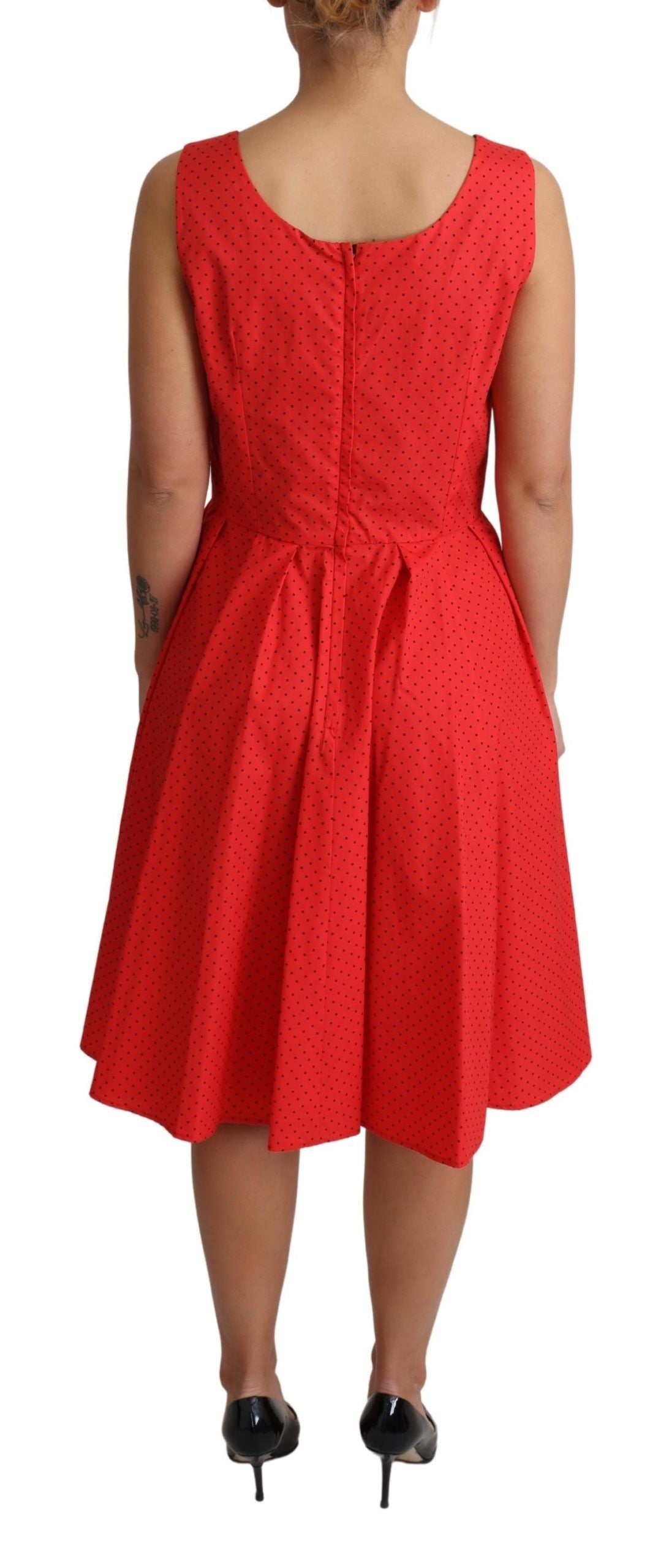 Robe trapèze en coton à pois rouges Dolce & Gabbana