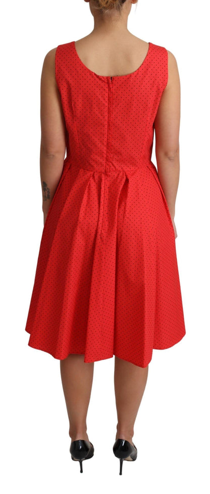 Robe trapèze en coton à pois rouges Dolce & Gabbana