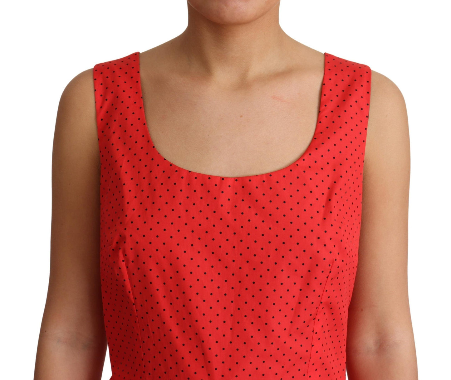 Robe trapèze en coton à pois rouges Dolce & Gabbana