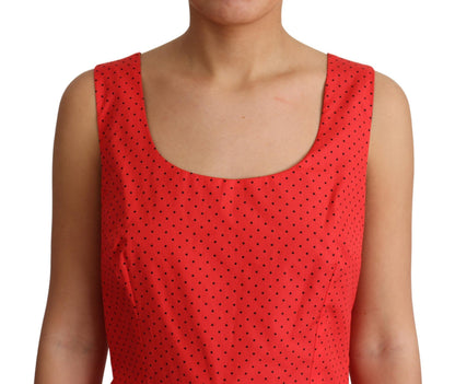 Robe trapèze en coton à pois rouges Dolce & Gabbana