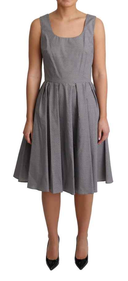 Robe trapèze Dolce & Gabbana en coton géométrique bleu beige